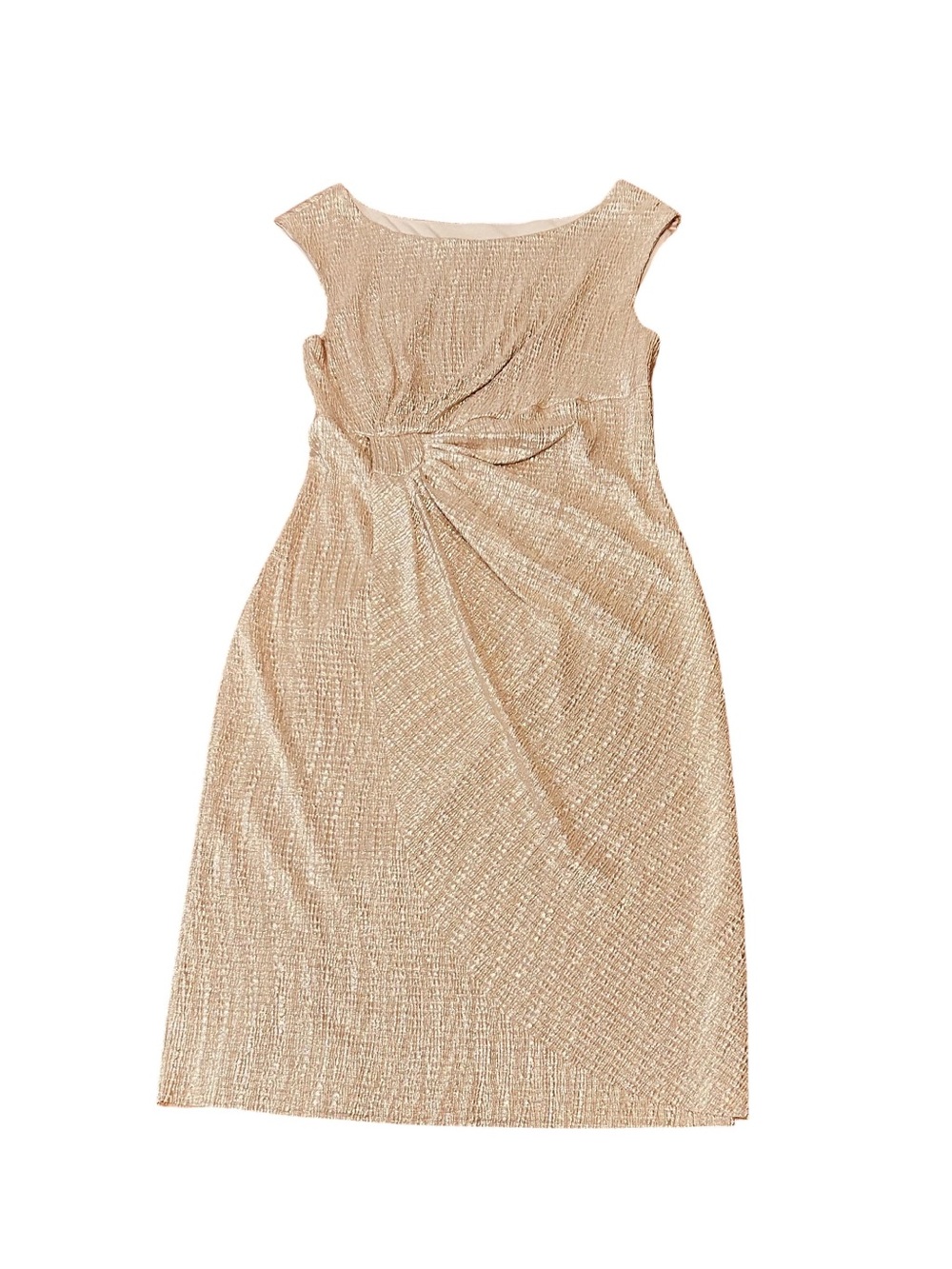 Elegant Champagne Gold Metallic Cocktail Dress - Size 10 (Excellent Condition)